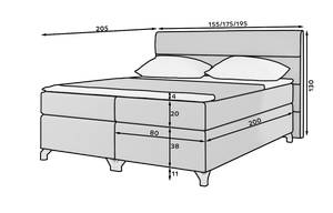 Boxspringbett ELEGANCE Hochglanz Nachtblau - Breite: 140 cm