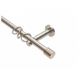 Bastone per tenda singolo da 20 mm Effetto acciaio inox Terminale a cilindro 120 cm