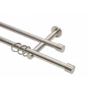 Bastone per tenda doppio da 20 mm Effetto acciaio inox Terminale a cappa 160 cm