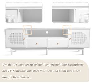 TV-Lowboard Coeus Ⅶ Weiß - Holzwerkstoff - Metall - Massivholz - Holzart/Dekor - 40 x 56 x 180 cm