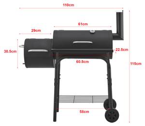 Smoker-Grill Arielli Schwarz - Metall - 110 x 115 x 64 cm