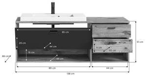 Waschbeckenunterschrank Grado Braun - Holz teilmassiv - 140 x 50 x 48 cm