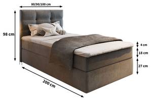 Boxspringbett GLOS 80 Grau - Textil - 80 x 98 x 207 cm