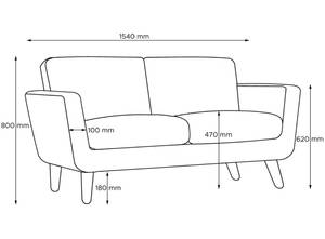 TAGIO II Sofa 2 Personen Braun - Massivholz - 153 x 80 x 88 cm