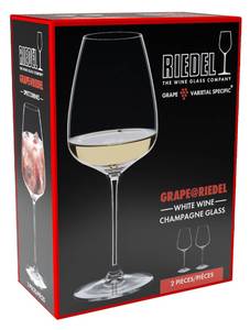 Weißwein Champagner Gläser Grape 2er Set Glas - 10 x 24 x 10 cm