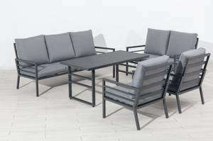 Dining Lounge Set Osaka Grau - Metall - 186 x 85 x 76 cm