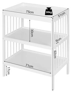 Wickeltisch Shabnam Weiß - Holzwerkstoff - Kunststoff - 75 x 92 x 51 cm