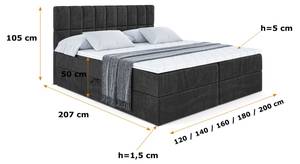 Boxspringbett MIAMI Schwarz - Breite: 120 cm - H4