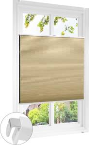 Plissee Klemmfix Anne Beige - Weiß - Metall - Kunststoff - 90 x 1 x 100 cm