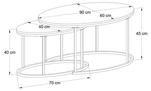 Lot 2 tables basses gigognes Niederlande Noir - Marron - Bois manufacturé - Métal - 60 x 45 x 90 cm