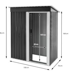 Gerätehaus 150x184x76 cm Grau Grau