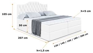 Boxspringbett VILA-1 Hochglanz Weiß - Breite: 120 cm - H4