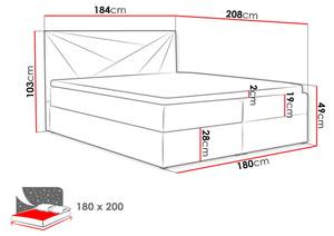 Boxspringbett Top 5 Rot - Breite: 184 cm