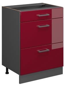 Küchenschrank mit Schublade R-Line 46970 Anthrazit - Hochglanz Bordeaux - 60 x 82 x 60 cm