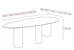 Ovaler Esstisch aus Keramik Tischbeine 90 x 180 cm