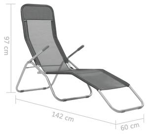 Chaise longue Gris - Métal - 60 x 97 x 142 cm