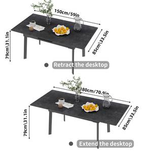 Table à Manger XDTLZ18-WKH Imitation marbre noir