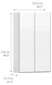 Kleiderschrank Veto A Weiß - Holz teilmassiv - 122 x 220 x 62 cm