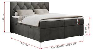 Boxspringbett ALDA Breite: 180 cm - H4 - Textil