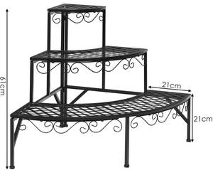 3-stufiger Pflanzenständer Pflanzenregal Schwarz - Metall - 59 x 60 x 59 cm