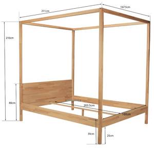 HIMMELBETT ROMANCE Braun - Massivholz - Holzart/Dekor - 168 x 210 x 211 cm