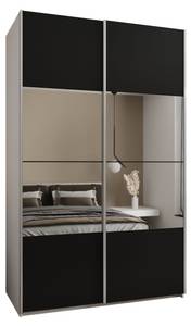 Armoire Lux 4 Noir - Argenté - Blanc - Largeur : 160 cm