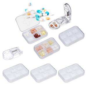 6x Pillendose mit Tablettenteiler weiß Weiß - Kunststoff - 9 x 2 x 7 cm