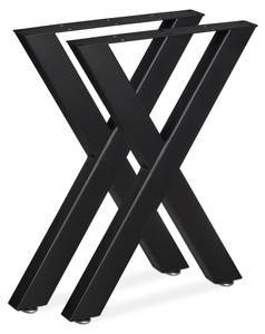 Tischbeine 2er Set X-Form Schwarz - Metall - Kunststoff - 60 x 74 x 5 cm