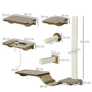 Katzenregal-Set D30-765V00BN Braun - Holzwerkstoff - 29 x 9 x 136 cm