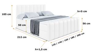 Boxspringbett OTTA-Z Hochglanz Weiß - Breite: 160 cm - H3