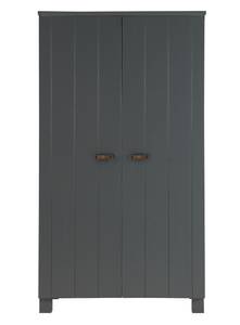 Armoire Dennis Marron - Gris platine - Argenté / Gris