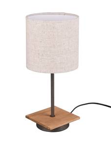 Nachttischlampe Holz, Stoffschirm Beige Beige - Braun - Metall - Massivholz - Textil - 18 x 40 x 18 cm