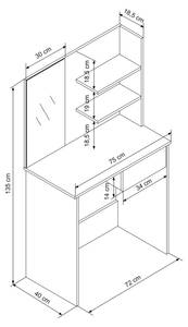 Schminktisch mit Hocker 75x40x135cm weiß Weiß