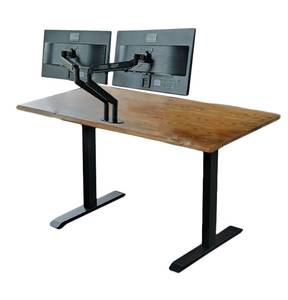 Bürotisch LORA Monitorhalter höhenverst. KAWOLA Schreibtisch LORA Monitorhalterung  höhenverstellbarer 180x90cm Baumkante - Holz - 90 x 180 cm