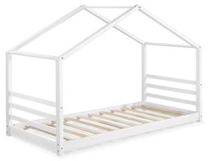 Kinderbett mit Lattenrost Weiß - Massivholz - 98 x 142 x 206 cm