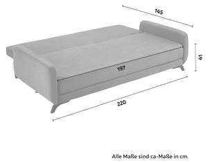 Schlafsofa OLIVER Grau - Massivholz - Textil - 220 x 74 x 93 cm