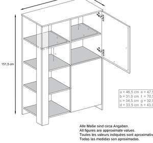 Highboard Canto Hochglanz Weiß - Weiß