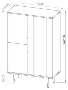 Glasvitrine ELIO Schwarz - Braun - Holzwerkstoff - Metall - 90 x 140 x 41 cm