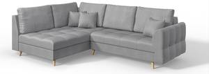 Skandinavisches Ecksofa Amber mit Hocker Grau - Ecke davorstehend links