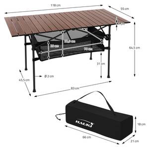 Campingtisch aus Aluminium Schwarz - Braun