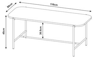 Table basse de salon Samnanger Noir - Bois manufacturé - Métal - 50 x 45 x 110 cm