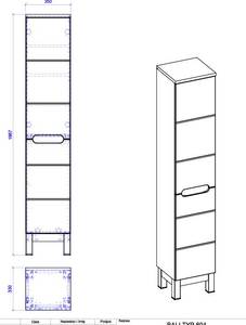 Hochschrank BALI HC35 2D Weiß - Holzwerkstoff - Kunststoff - 35 x 187 x 33 cm