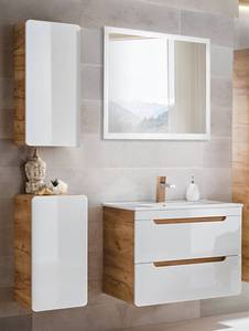 Badezimmer Kombination HG. weiß /Eiche Braun - Holzwerkstoff - 130 x 195 x 46 cm