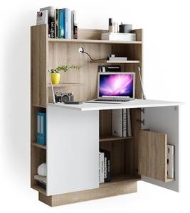 Secrétaire bureau Alena 36768 Imitation chêne de Sonoma - Blanc