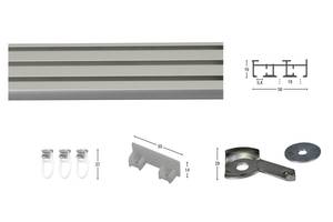 Flächenvorhangschiene Smart 3 lfg. Grau - Breite: 430 cm