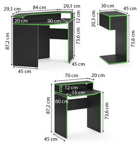 Bureau ordinateur Kron noir/Vert Set 6 Noir - Vert - Bois manufacturé - 90 x 87 x 90 cm