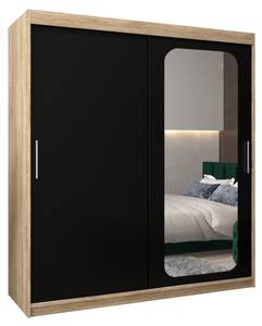 Armoire à portes coulissantes promo t2 Noir - Imitation chêne de Sonoma - Largeur : 180 cm - 2 porte