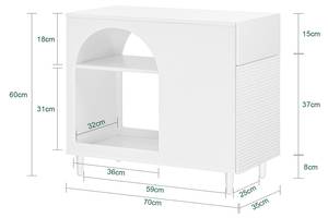 Druckertisch FBT135-W Weiß - Holzwerkstoff - 35 x 60 x 70 cm