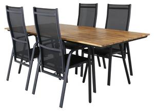 Gartenmöbel-Set Chan (5-teilig) Schwarz - Metall - 100 x 74 x 200 cm