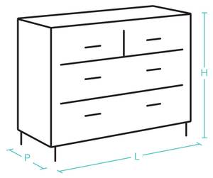 Commode Martin Gris - Bois manufacturé - 125 x 81 x 49 cm